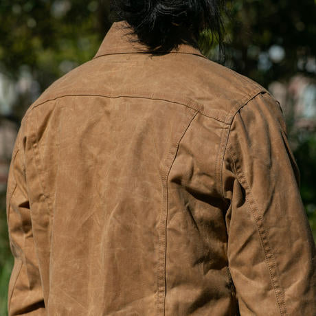 Gustin - VINTAGE GUSTIN TRUCKER JACKET IN WAXED BROWN - Rent With Thred