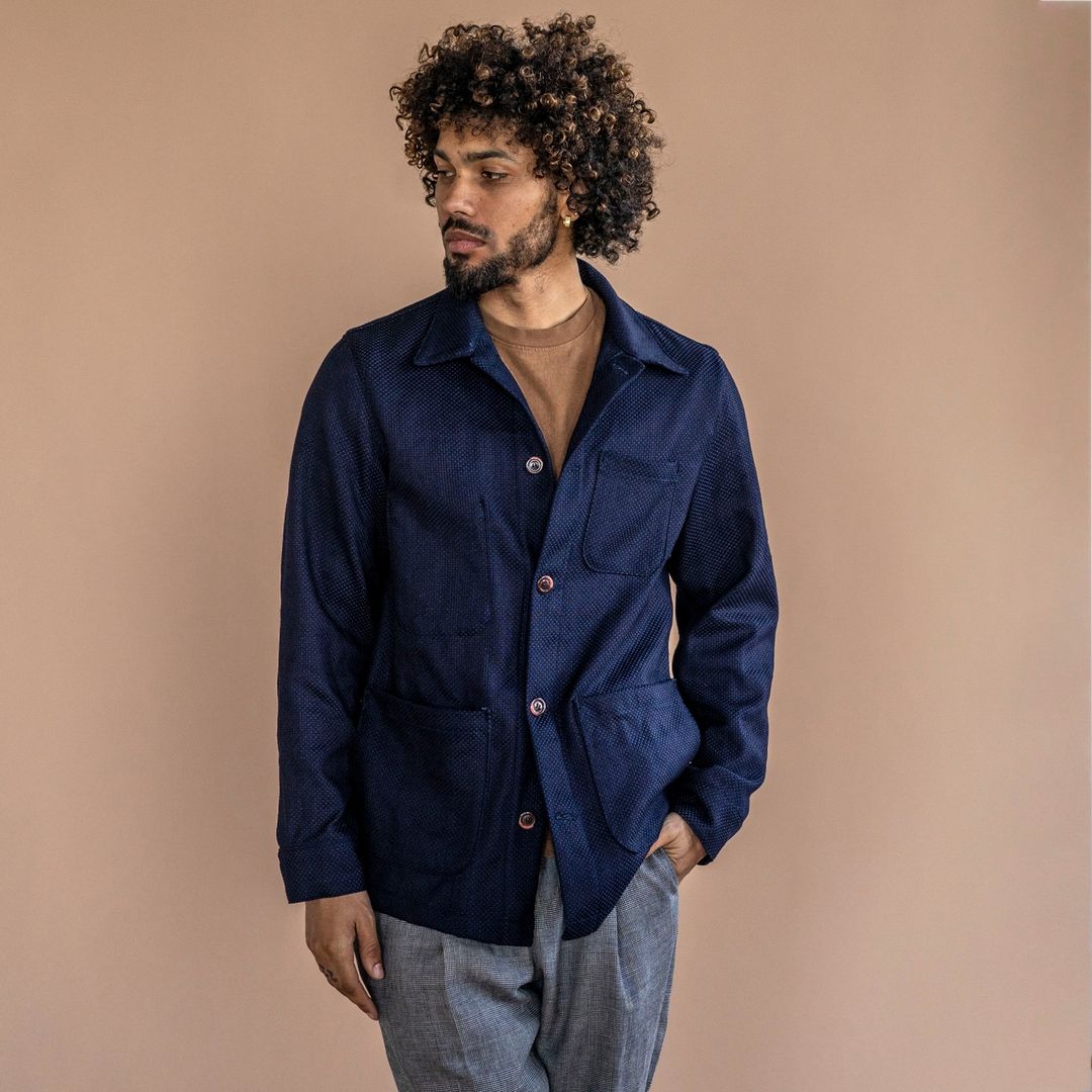 Epaulet - EPAULET DOYLE JACKET IN INDIGO JAPANESE COTTON SASHIKO - Rent With Thred