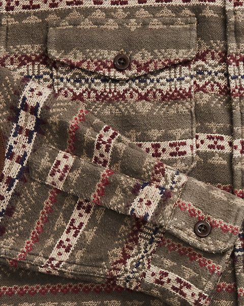 RRL - RRL SUEDE-TRIM BRUSHED JACQUARD OVERSHIRT - Rent With Thred
