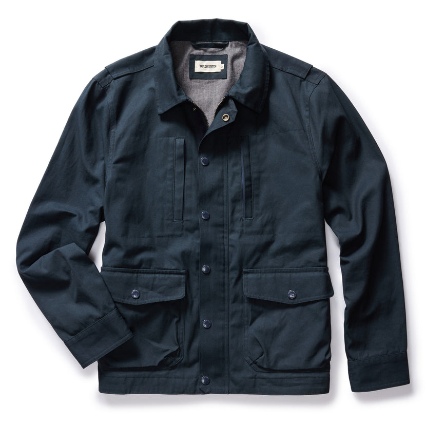 Taylor Stitch - TAYLOR STITCH THE PATHFINDER JACKET IN DARK NAVY DRY WAX - Rent With Thred