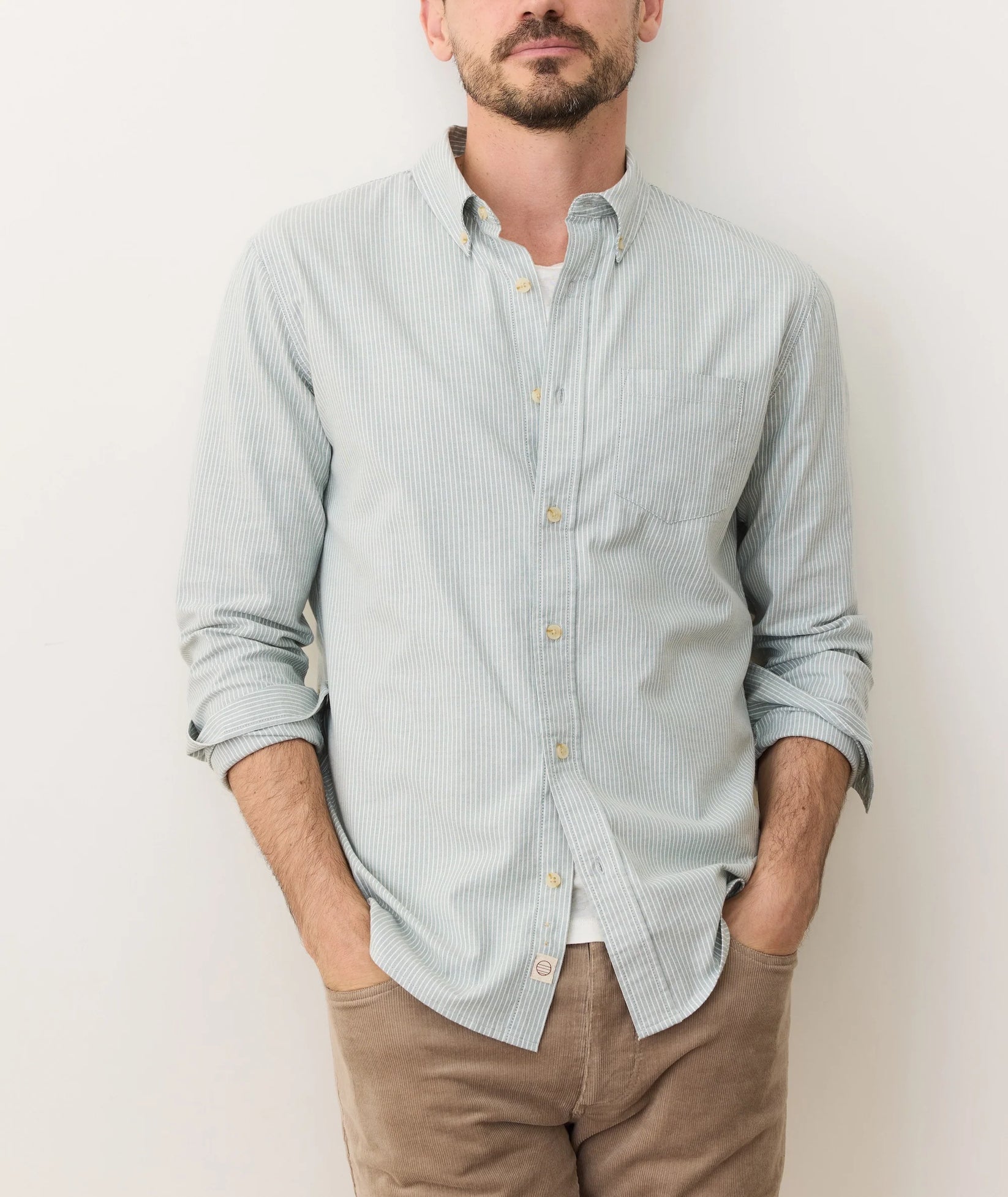 MARINE LAYER CALIFORNIA OXFORD SHIRT IN DEEP SEA STRIPE in DEEP SEA STRIPE — view 2