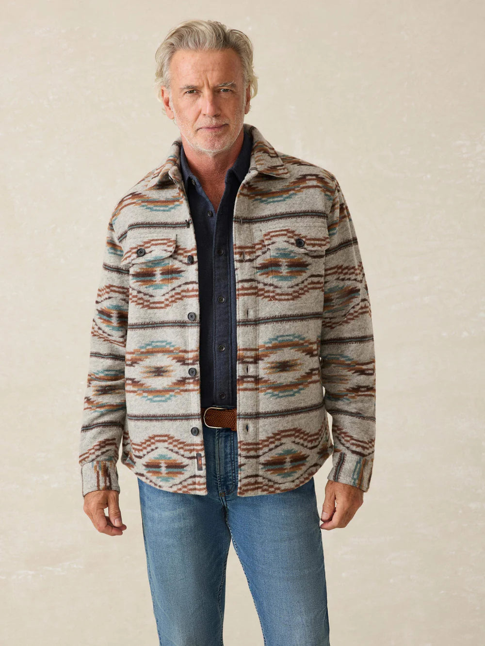 FAHERTY RANGE HIGH PILE FLEECE LINED CPO IN GREY SKIES in GREY SKIES — view 3