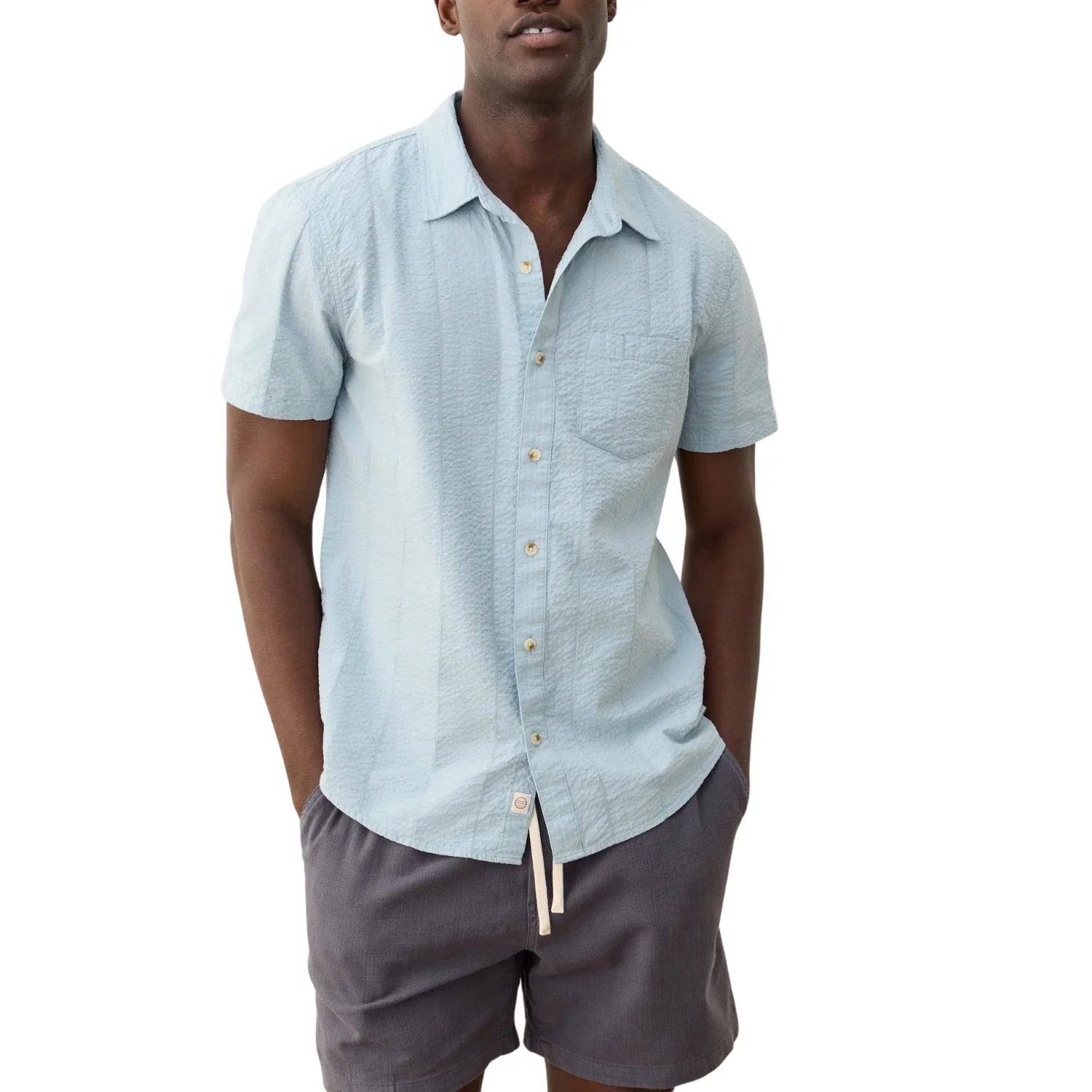 MARINE LAYER SEERSUCKER CLASSIC SHIRT IN STERLING BLUE in STERLING BLUE — view 2