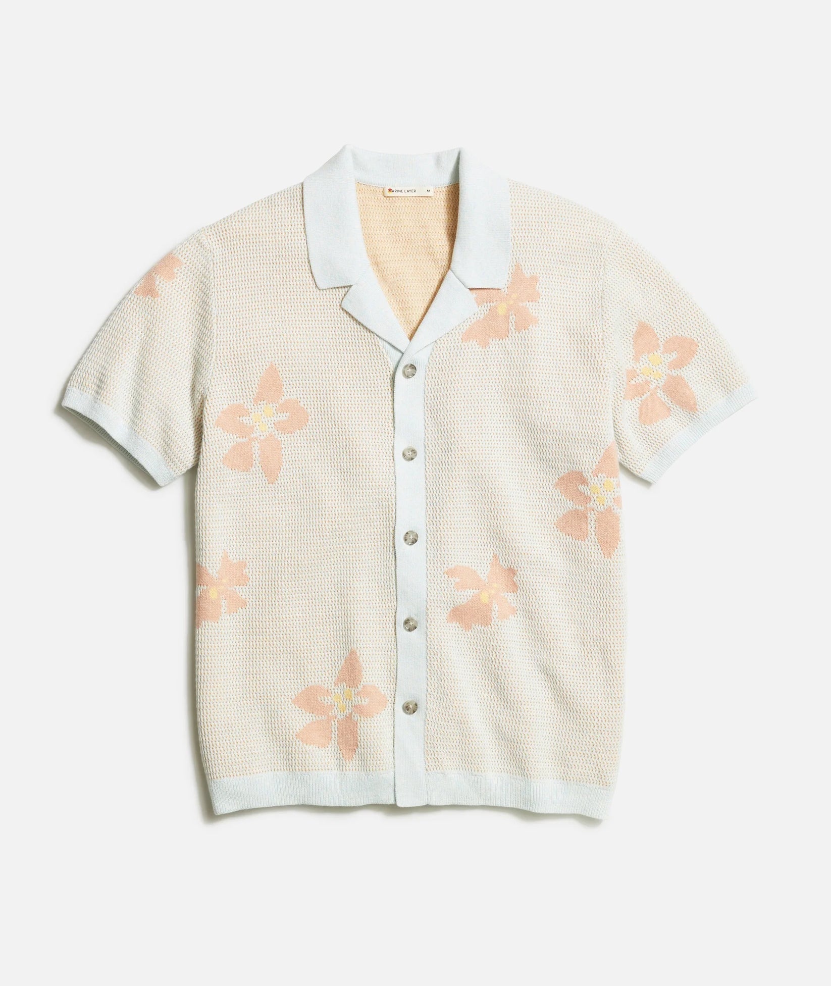 MARINE LAYER ASHER SWEATER RESORT SHIRT IN LIGHT AQUA in LIGHT AQUA — main product view
