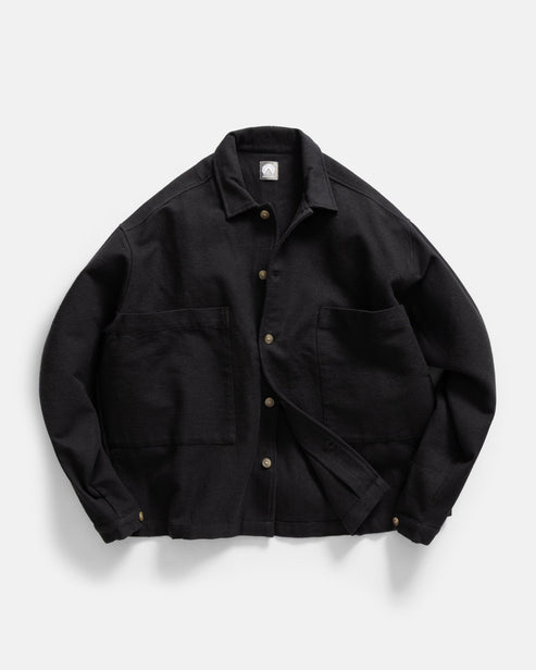 18 EAST SAM SHIRT JACKET IN BLACK HANDSPUN COTTON CANVAS product view