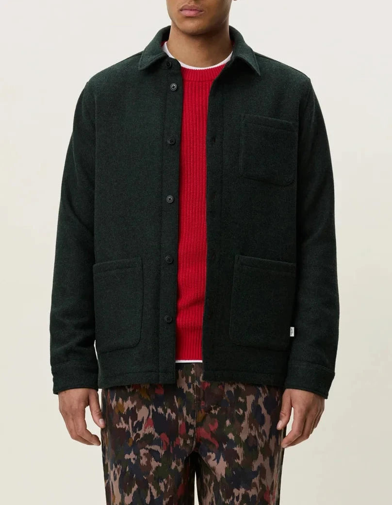 Les Deux Wool Overshirt In Rosin Green - Rent with Thred