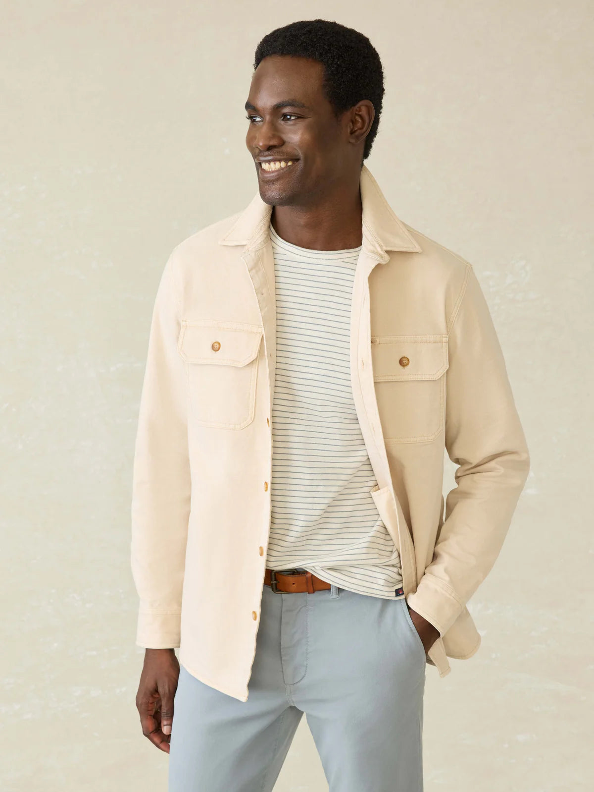 Faherty - FAHERTY SUNWASHED CANVAS CPO IN SEA SALT - Rent With Thred