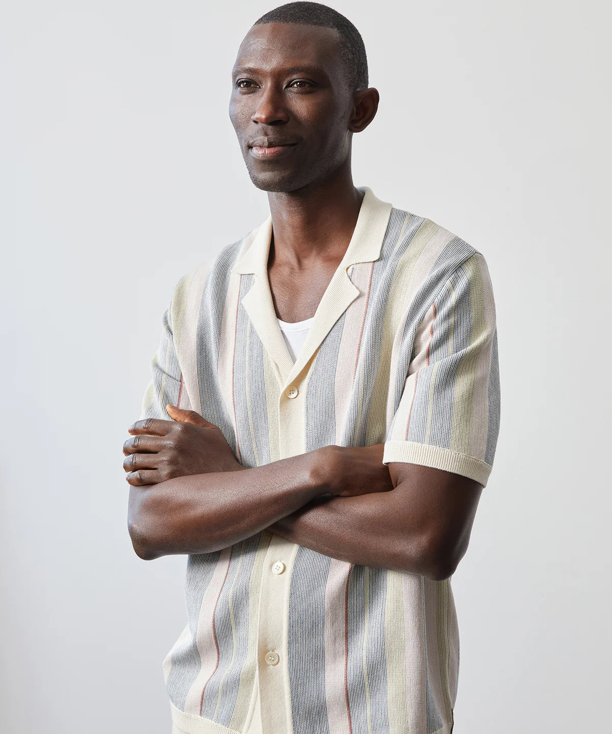 TODD SNYDER COTTON SILK STRIPE BUNGALOW POLO IN DUSTY LAVENDER in DUSTY LAVENDER — view 2