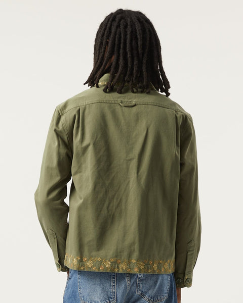 CORRIDOR EMBROIDERED MILITARY JACKET IN OLIVE in OLIVE — view 3