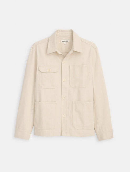 ALEX MILL GARMENT DYED WORK JACKET IN RECYCLED DENIM IN NATURAL product view