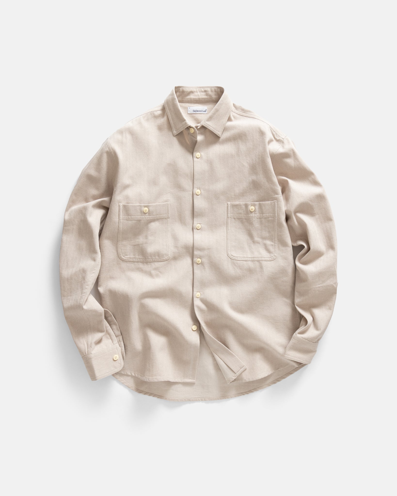 18 EAST ALBERTO "PER LAVORO" SHIRT IN ECRU YARN DYED HBT MIL-SPEC COTTON in ECRU YARN DYED HBT MIL-SPEC COTTON — main product view