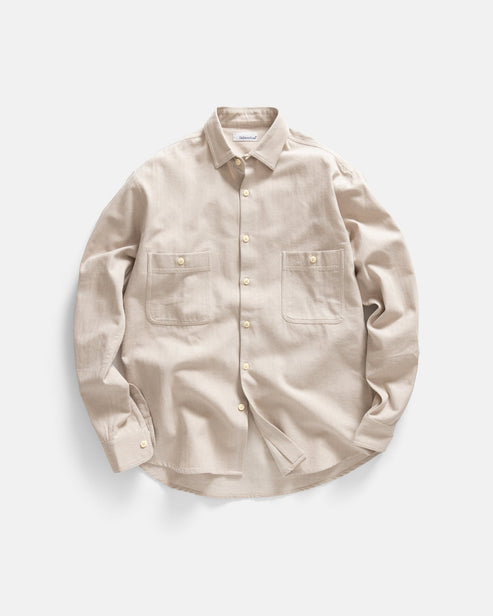 18 EAST ALBERTO "PER LAVORO" SHIRT IN ECRU YARN DYED HBT MIL-SPEC COTTON product view