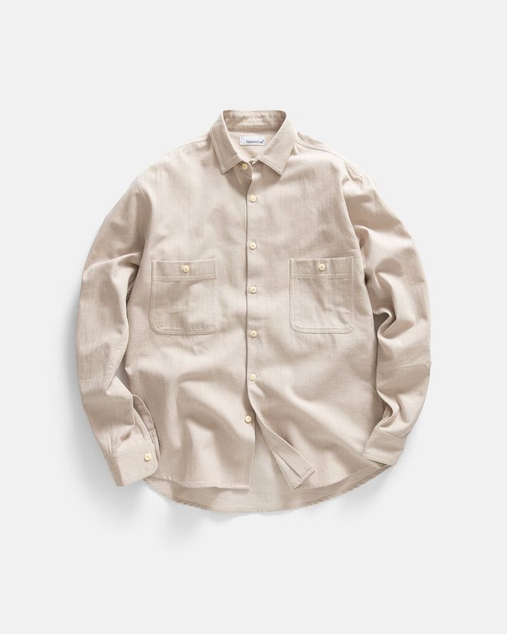 18 EAST ALBERTO "PER LAVORO" SHIRT IN ECRU YARN DYED HBT MIL-SPEC COTTON