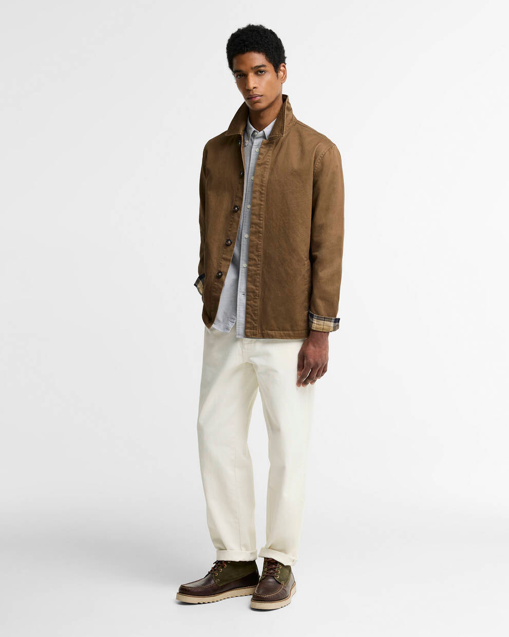 BARBOUR YORKLANE TWILL OVERSHIRT IN DARK SAND