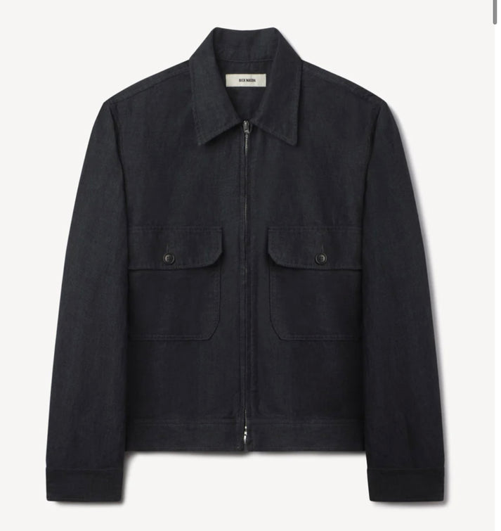 BUCK MASON LOOMED LINEN STATION JACKET IN NAVY
