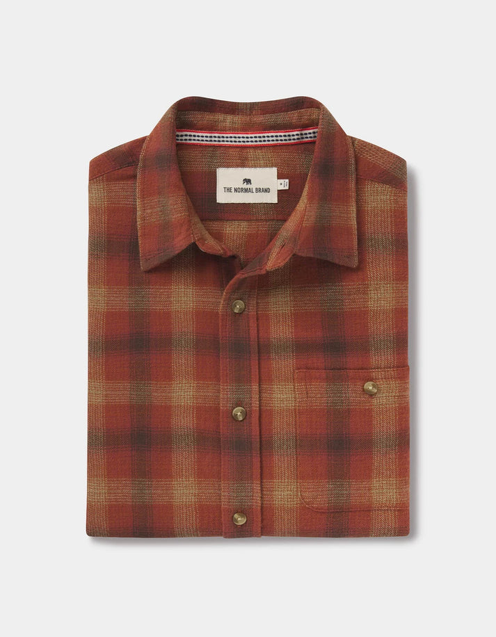 THE NORMAL BRAND HUDSON DOUBLE BRUSHED FLANNEL SHIRT IN MAPLE GLAZE PLAID