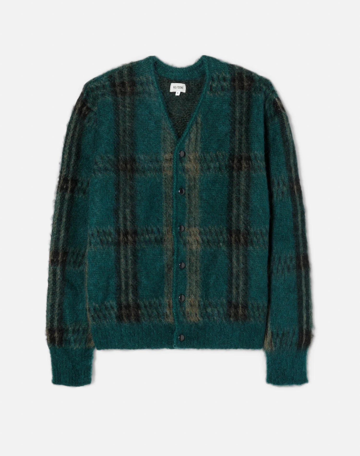 RE/DONE 1960’s CARDIGAN IN EMERALD PLAID in EMERALD PLAID — main product view