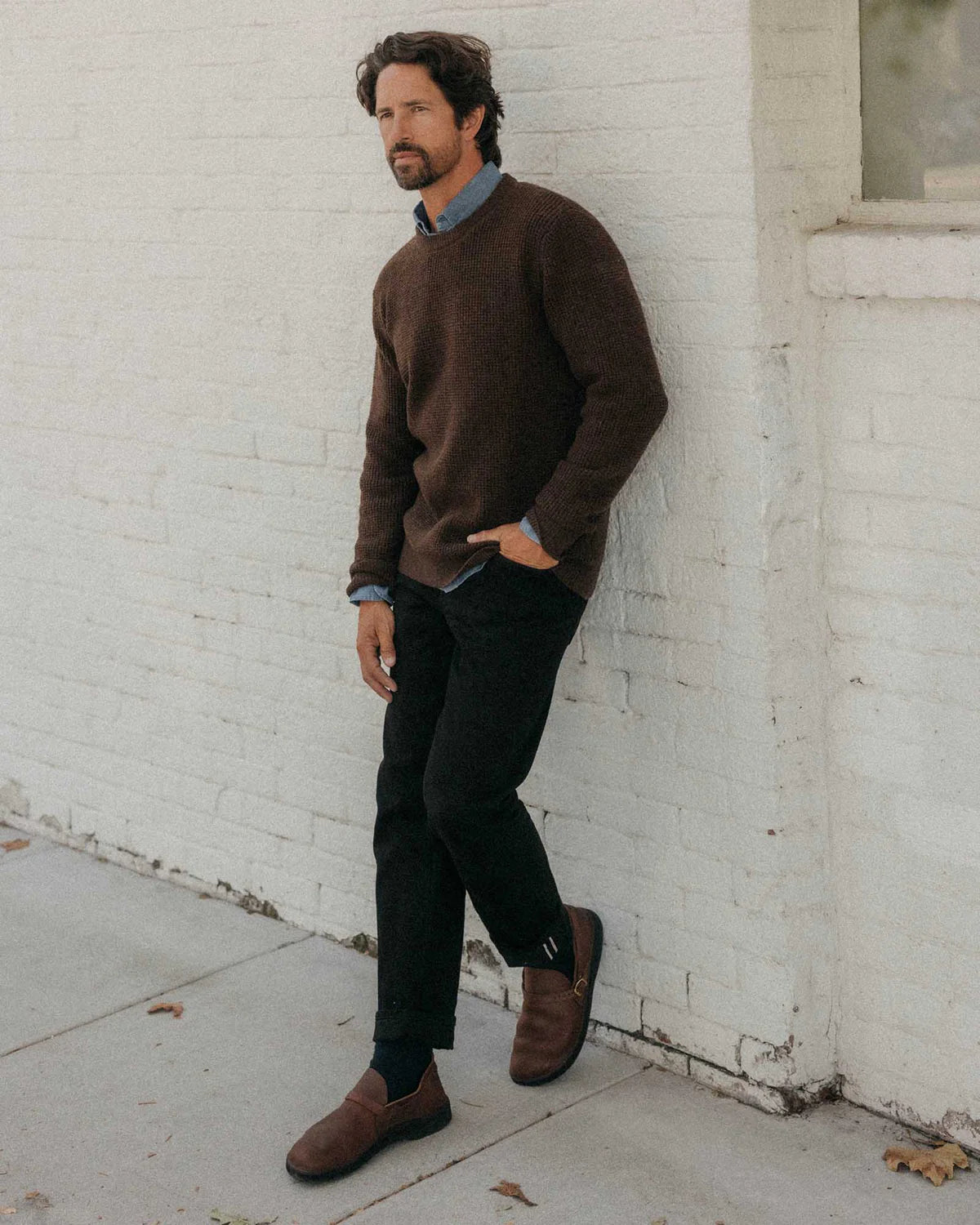 TAYLOR STITCH SIDECOUNTRY CREW IN HEATHER MARSH MERINO WAFFLE in HEATHER MARSH MERINO WAFFLE — view 3