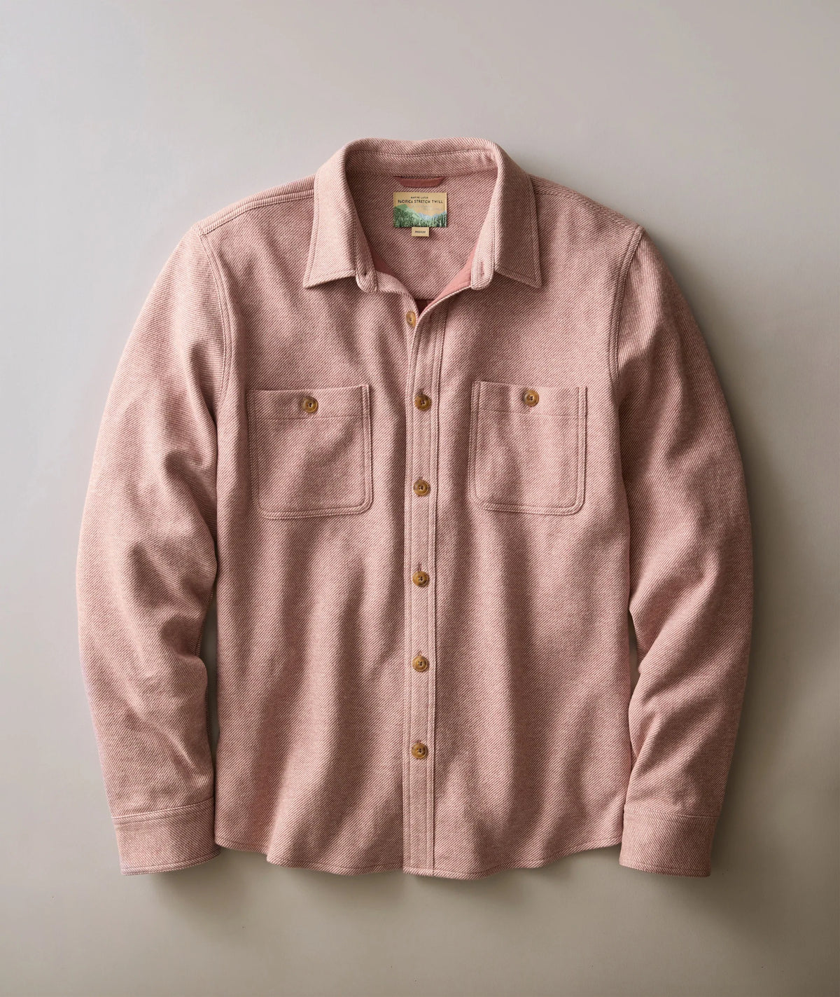 MARINE LAYER PACIFICA STRETCH TWILL OVERSHIRT IN FADED RED