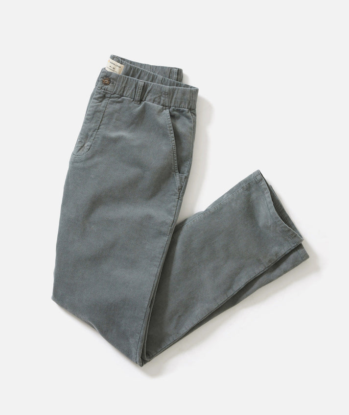 MARINE LAYER SATURDAY MOLESKIN CHINO PANT IN BALSAM GREEN