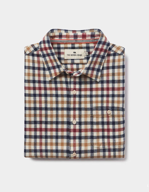 THE NORMAL BRAND HUDSON DOUBLE BRUSHED FLANNEL SHIRT IN HARVEST PLAID product view