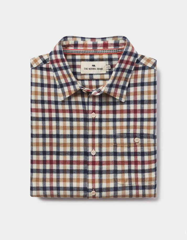 THE NORMAL BRAND HUDSON DOUBLE BRUSHED FLANNEL SHIRT IN HARVEST PLAID