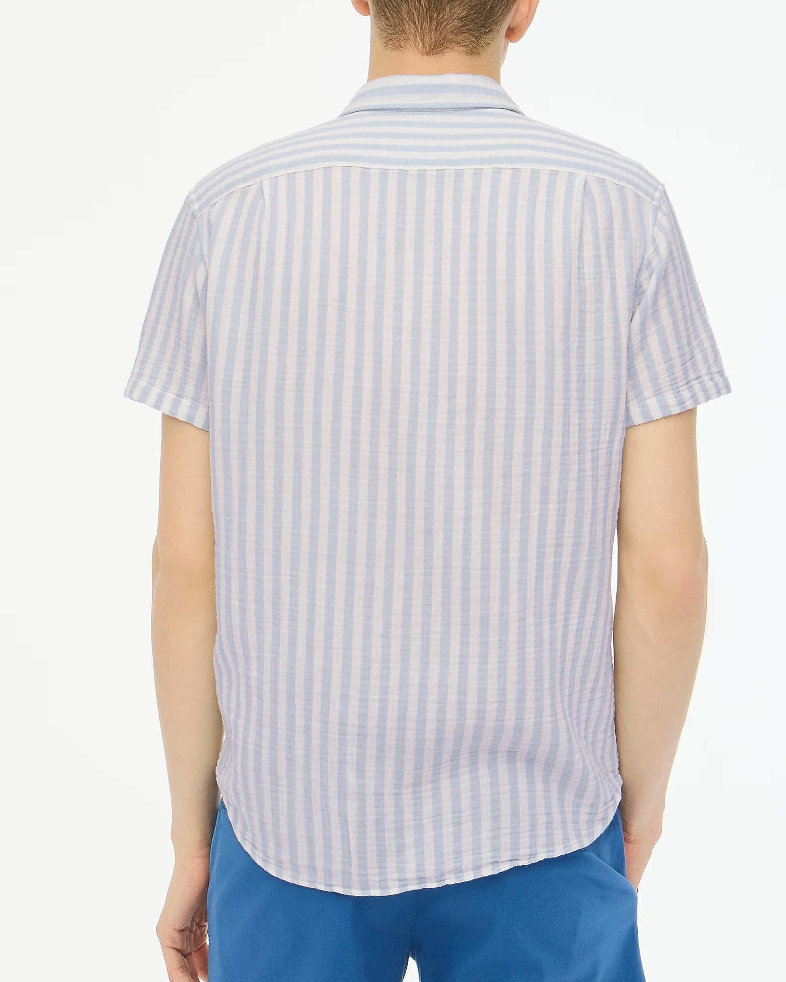 J. Crew J CREW SS GAUZE SHIRT IN FADED CHAMBRAY STRIPE in FADED CHAMBRAY STRIPE — view 4