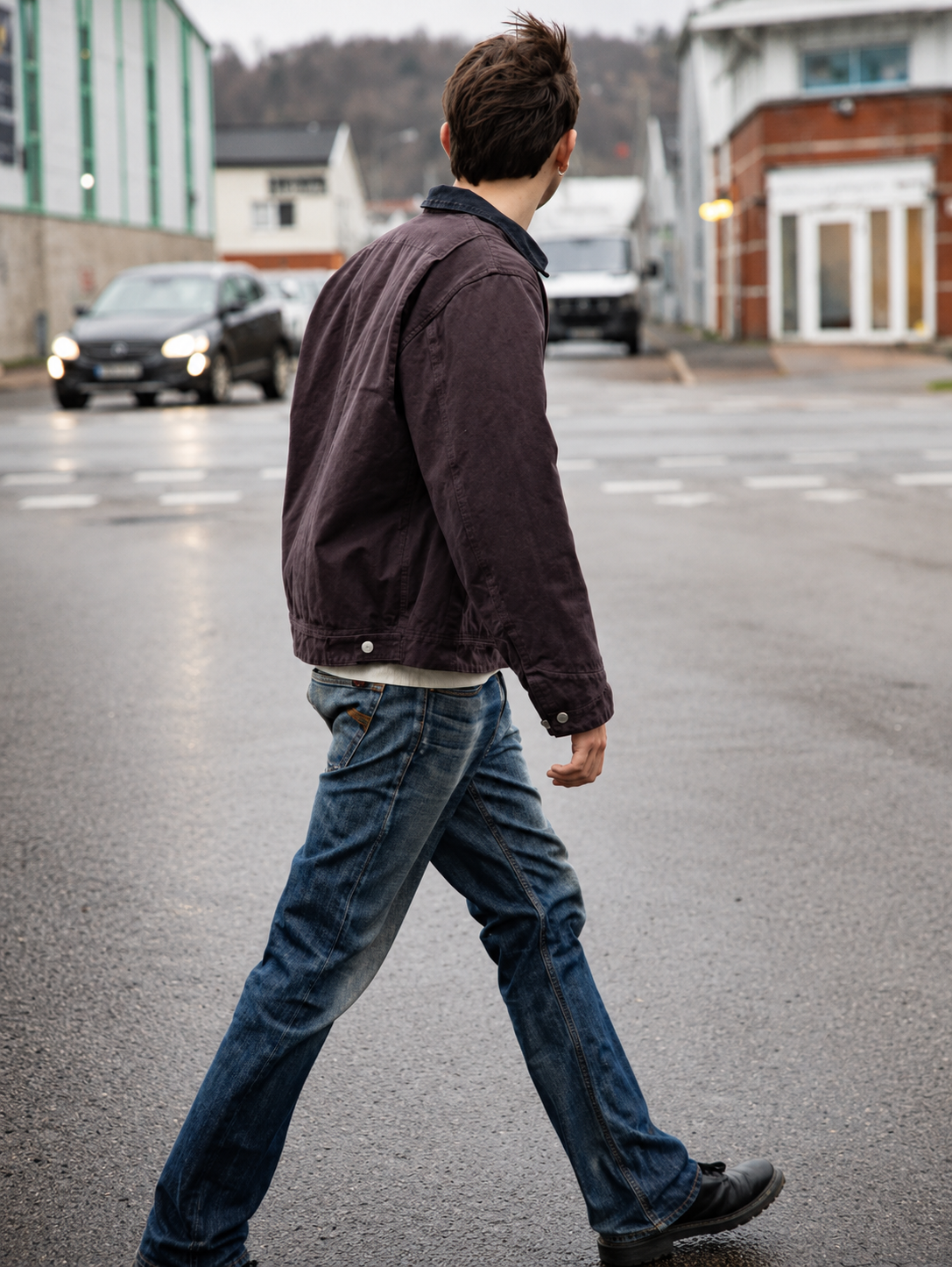 NUDIE JEANS BLAKE ZIP JACKET IN DUCK CANVAS DARK BROWN