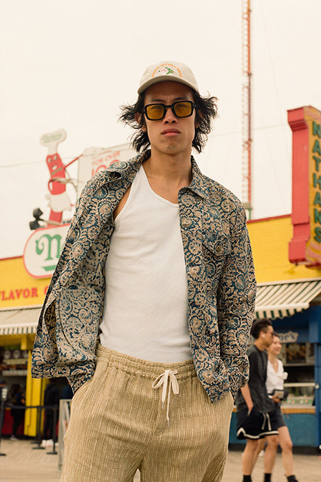 CORRIDOR MILITARY JACKET IN INDIGO HANDBLOCK in INDIGO HANDBLOCK — view 4