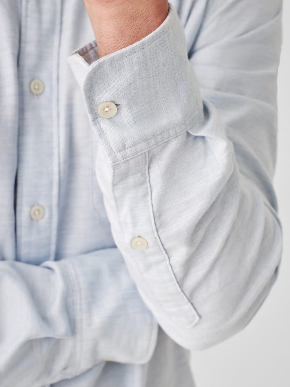 FAHERTY STRETCH OXFORD SHIRT IN BLUE HEATHER in BLUE HEATHER — view 3