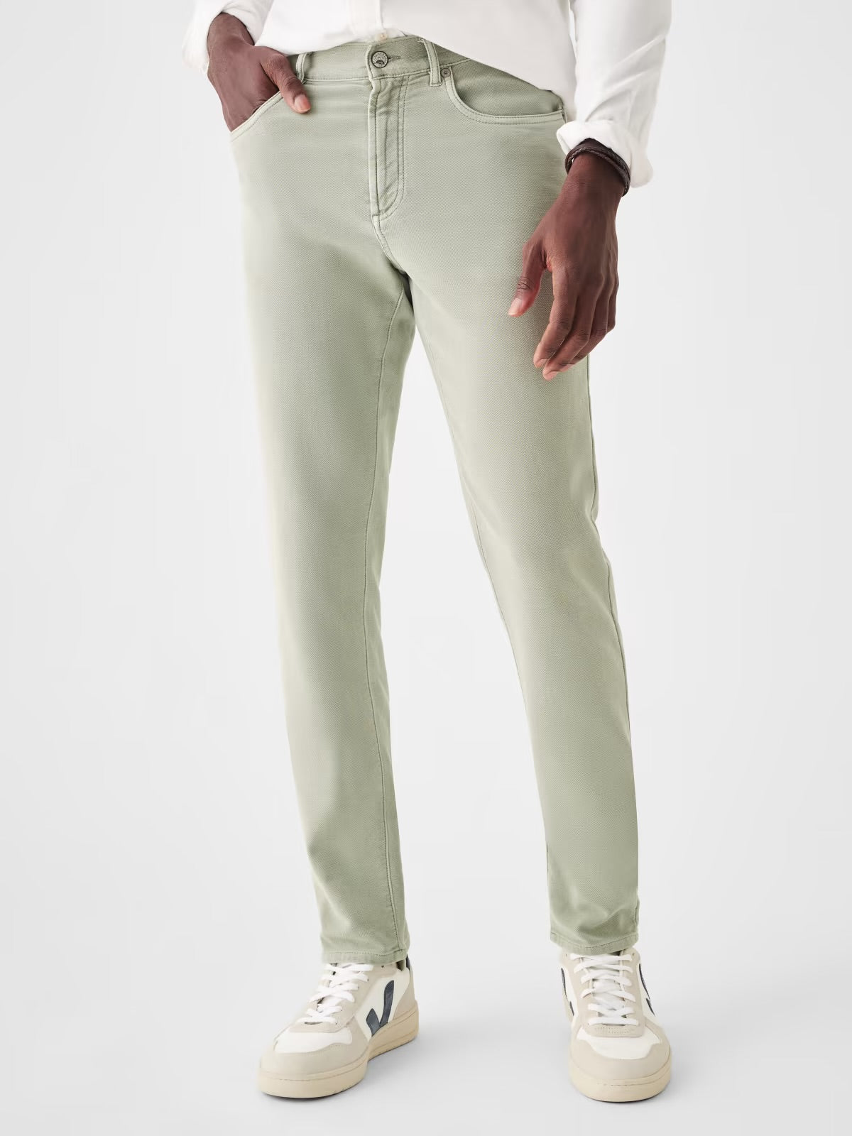 FAHERTY STRETCH TERRY CHINO IN FADED OLIVE in FADED OLIVE — view 2
