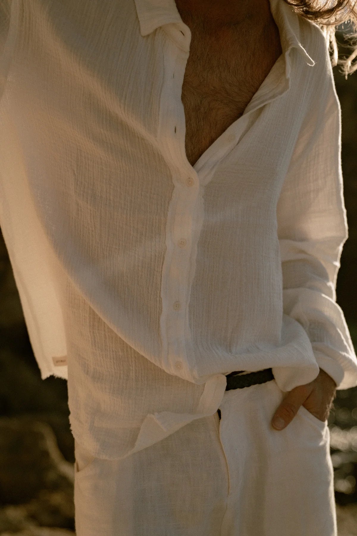 OTTWAY THE LABEL ZEPHYR LONG SLEEVE SHIRT IN WHITE in WHITE — view 2