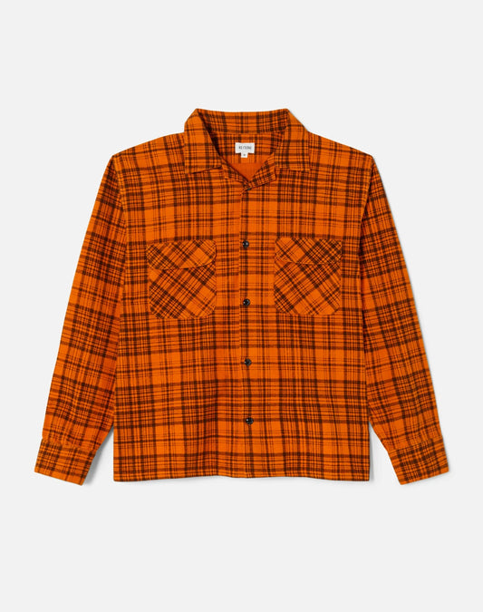 RE/DONE 1950s PLAID STRAIGHT BOTTOM SHIRT IN MARMALADE AND CHARCOAL