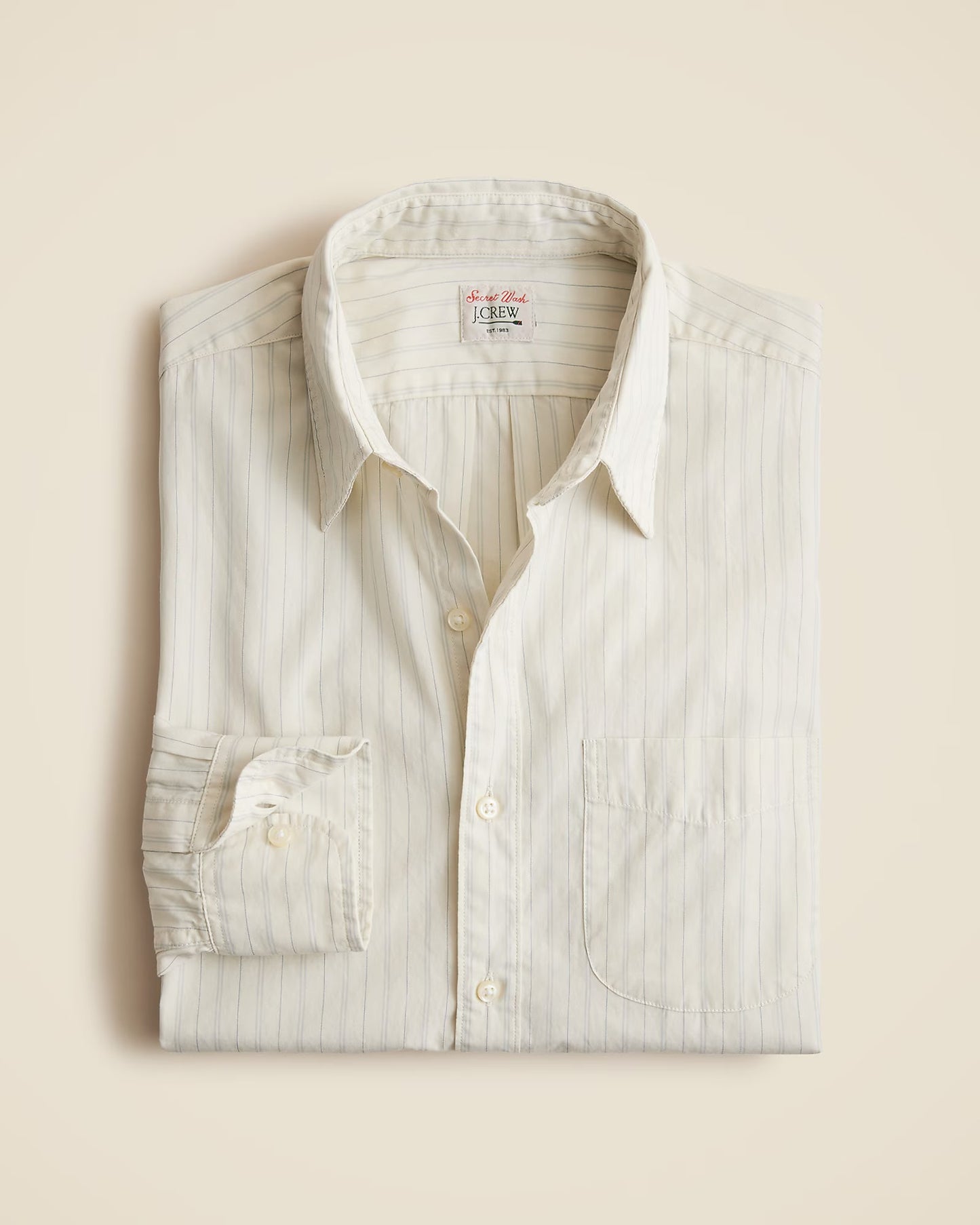 J.CREW SECRET WASH COTTON POPLIN LS SHIRT WITH POINT COLLAR