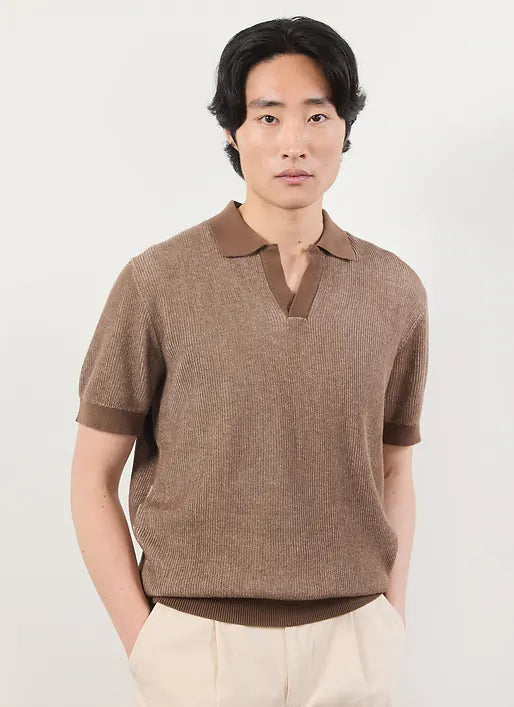 PERCIVAL TIVOLI COTTON KNITTED POLO IN BROWN in BROWN — main product view