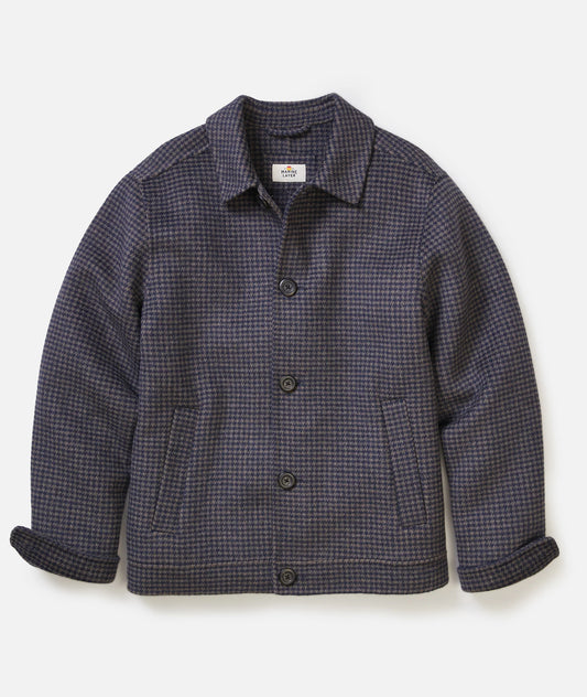 Marine Layer - MARINE LAYER LUCA HOUNDSTOOTH WOOL JACKET IN NAVY AND TAUPE - Rent With Thred