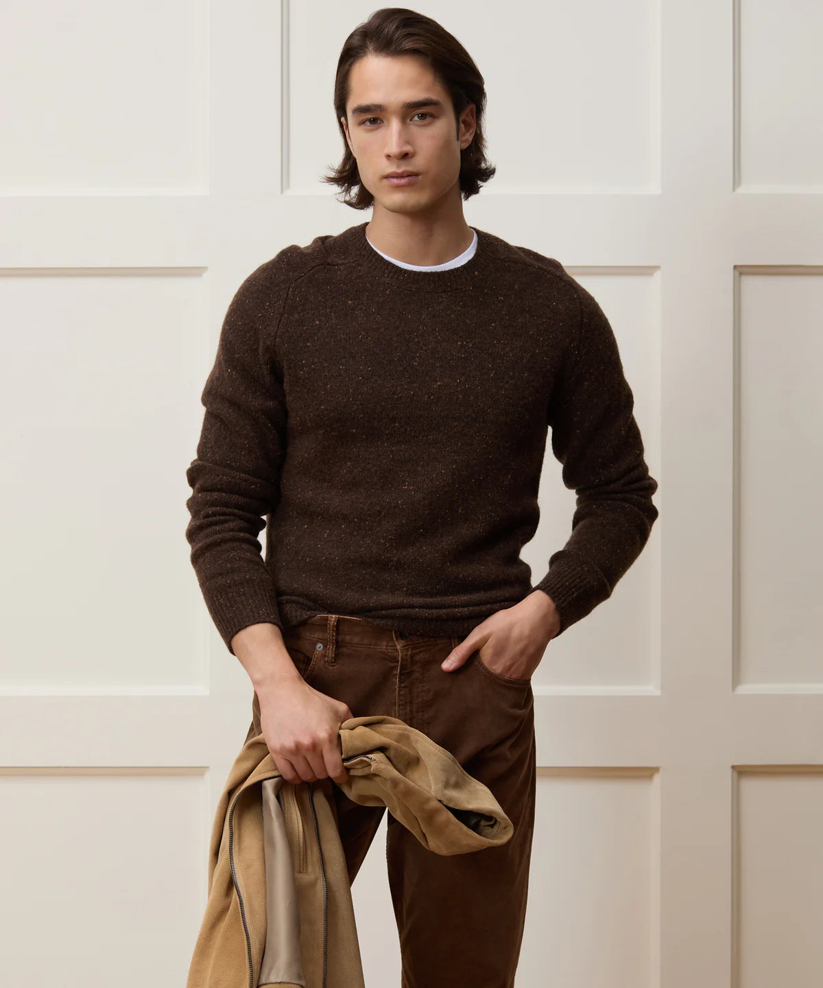 TODD SNYDER DONEGAL CREWNECK IN TABACCO in TABACCO — view 2