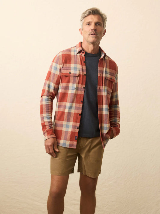 FAHERTY LEGEND SWEATER SHIRT IN COPPER FALLS PLAID