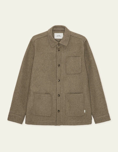 Les Deux Wool Overshirt In Dark Sand Melange