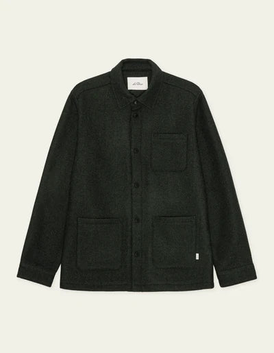 Les Deux Wool Overshirt In Rosin Green