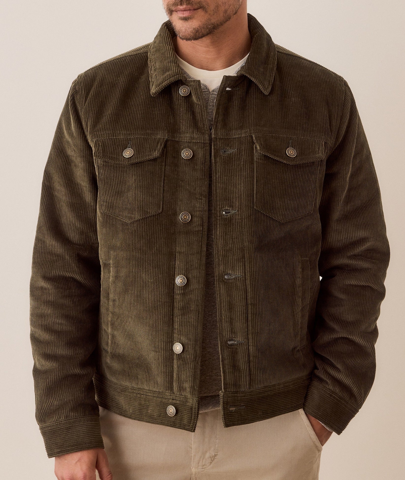 MARINE LAYER BOISE CORDUROY TRUCKER IN FOREST NIGHT in FOREST NIGHT — view 2