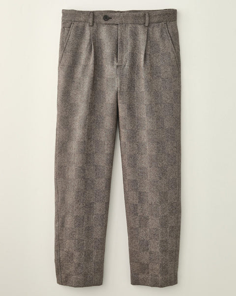 CORRIDOR CHECK PLEATED TROUSER IN GREY in GREY — main product view