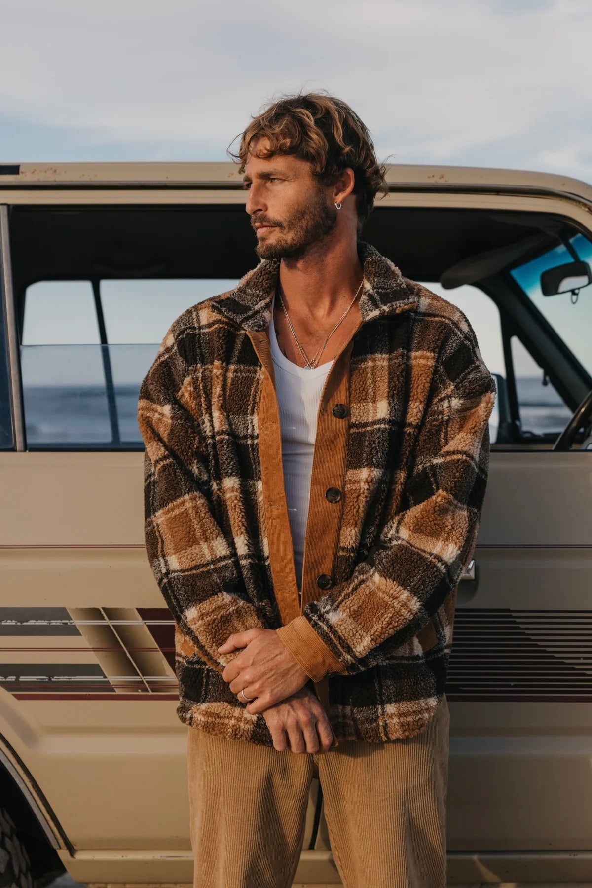 Ottway the Label OTTWAY FOSTER-FLANNEL SHERPA JACKET in See product description — main product view