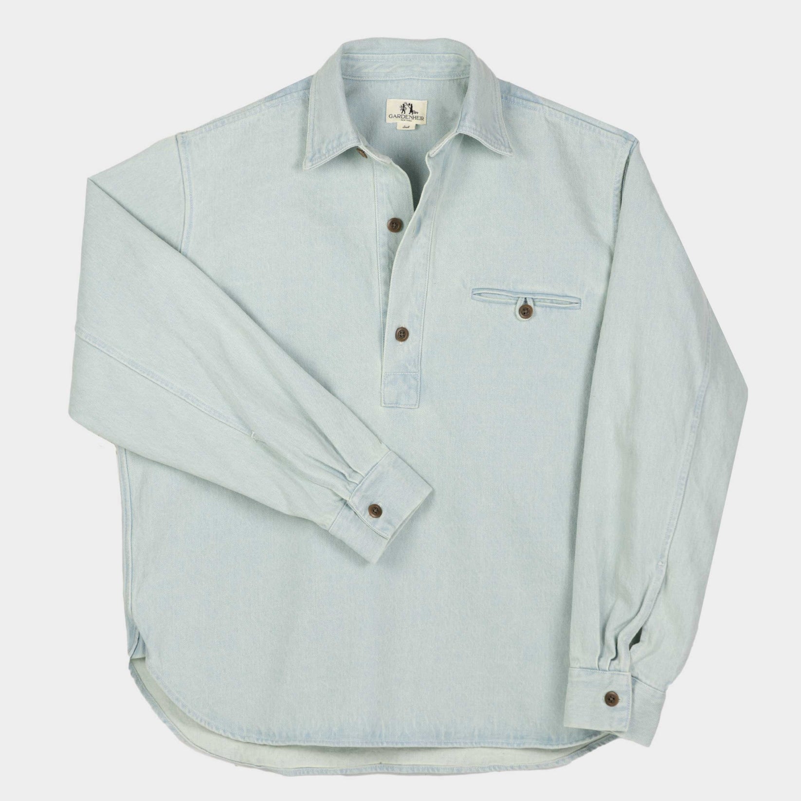 GARDENHEIR JAPANESE DENIM GARDENING SMOCK NO. 2 IN LIGHT DENIM in LIGHT DENIM — view 2