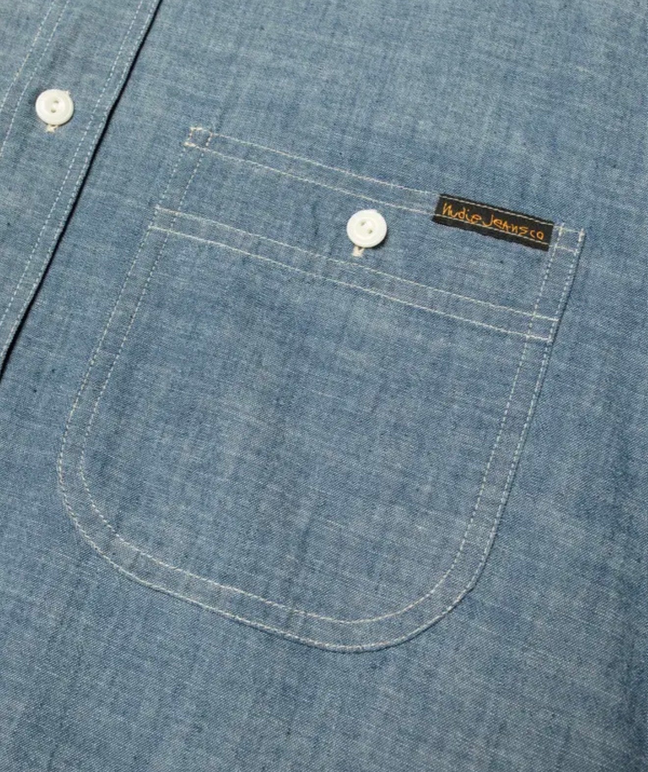 NUDIE JEANS JULIAN WORKER SHIRT IN CHAMBRAY BLUE in CHAMBRAY BLUE — view 3