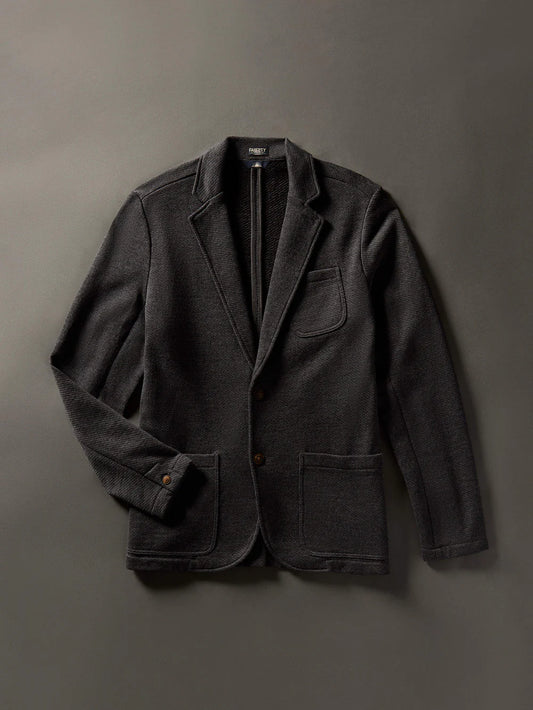 FAHERTY INLET KNIT BLAZER IN BLACK SKY MELANGE