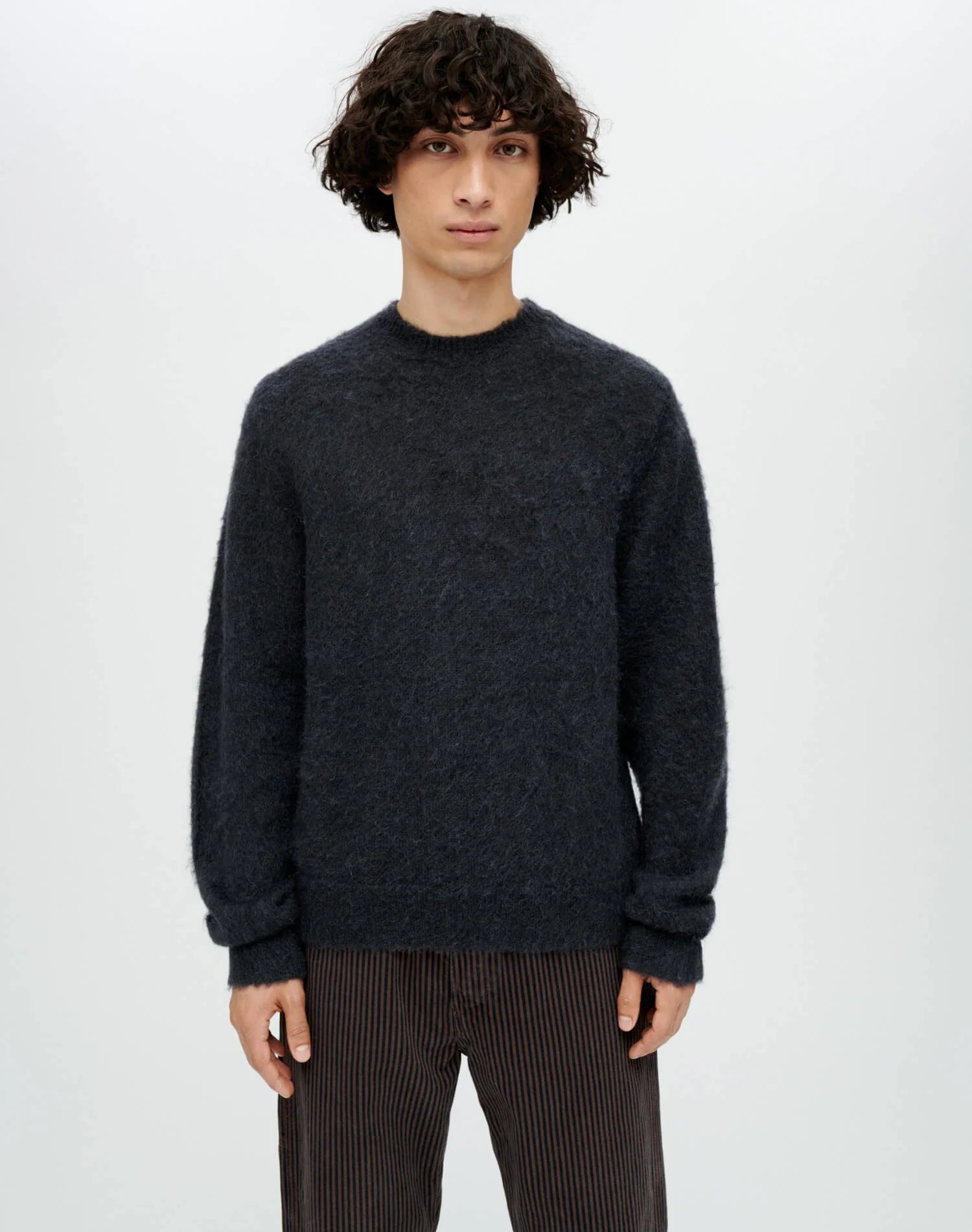 RE/DONE CLASSIC CREW SWEATER IN MINERAL BLACK in MINERAL BLACK — view 3