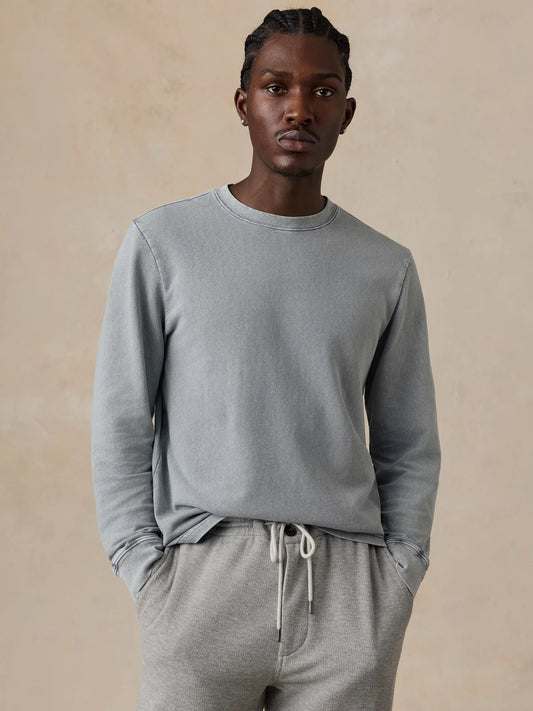 FAHERTY LS RECYCLED TERRY TEE IN LAKESHORE GREY