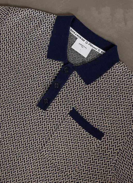 PERCIVAL CASA MARTINI COTTIN POLO IN NAVY in NAVY — view 3