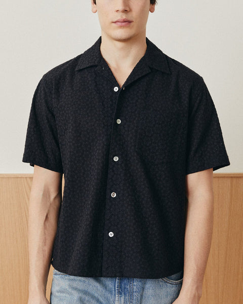 CORRIDOR FLORAL EYELET SS IN BLACK in BLACK — view 2